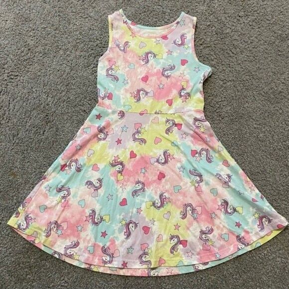 Place Unicorn Print Girls Dress M 7/8 - Picture 1 of 3